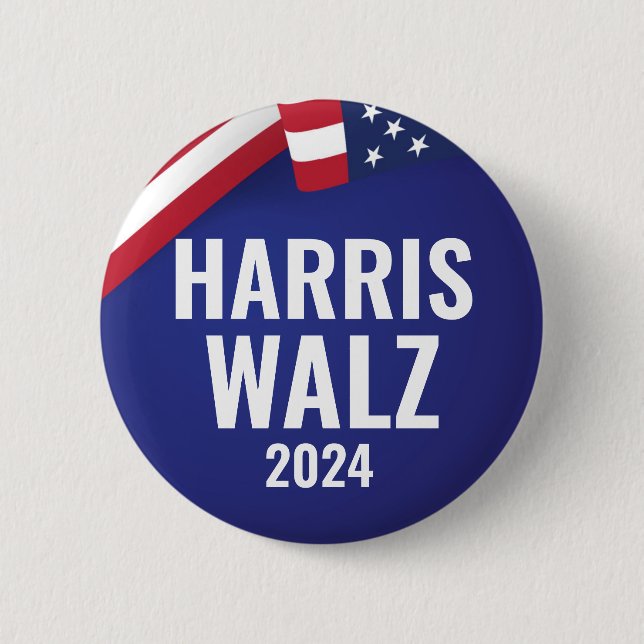 Bóton Redondo 5.08cm Kamala Harris E Tim Walz 2024 (Frente)