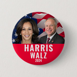 Bóton Redondo 5.08cm Kamala Harris E Tim Walz 2024