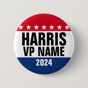 Bóton Redondo 5.08cm Kamala Harris e Vice-Pres 2024 - Design Clássico