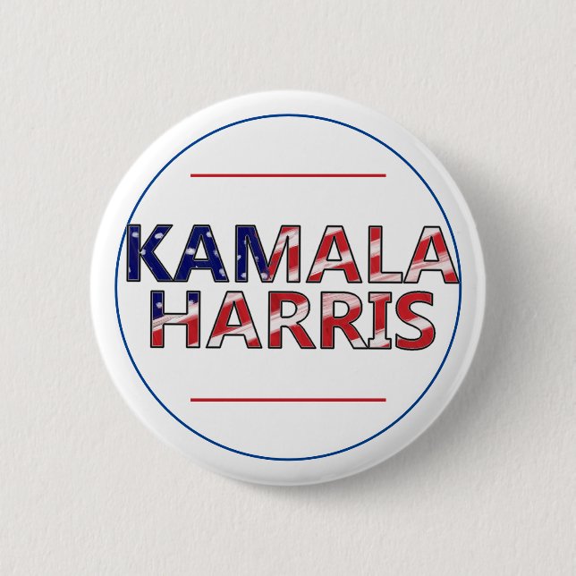 Bóton Redondo 5.08cm Kamala Harris Em Bandeiras (Frente)