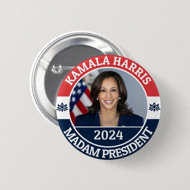 BÓTON REDONDO 5.08CM KAMALA HARRIS MADAM PRESIDENTE (Frente & Verso)