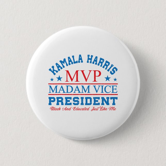 Bóton Redondo 5.08cm Kamala Harris Mvp Senhora Vice-Presidente Black An (Frente)