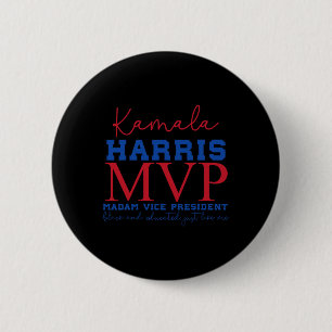 Bóton Redondo 5.08cm Kamala Harris Mvp Senhora Vice-Presidente Black An