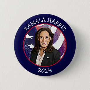 Bóton Redondo 5.08cm Kamala Harris para o Presidente 2024