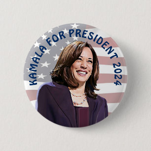 Bóton Redondo 5.08cm Kamala Harris para o Presidente 2024 Vote Kamala