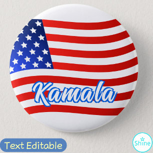 Bóton Redondo 5.08cm Kamala Harris para Presidente Elegante Script EUA