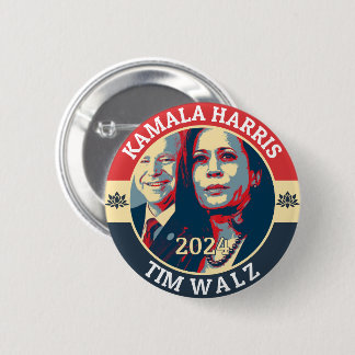 Bóton Redondo 5.08cm Kamala Harris Tim Walz 2024