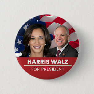 Bóton Redondo 5.08cm Kamala Harris Tim Walz 2024