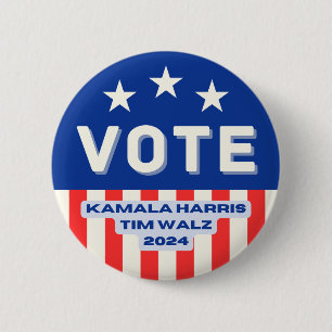 Bóton Redondo 5.08cm Kamala Harris - Tim Walz Circle