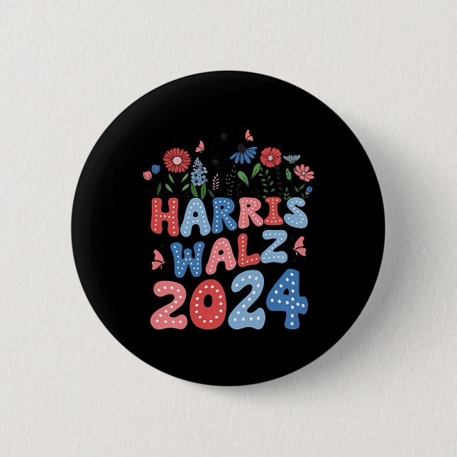 Bóton Redondo 5.08cm Kamala Harris Tim Walz Waltz (Frente)