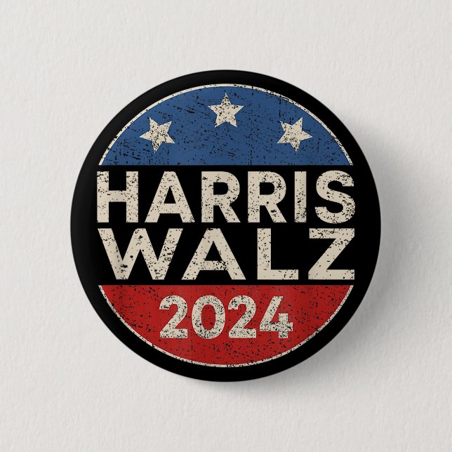 Bóton Redondo 5.08cm Kamala Harris Tim Walz Walz 2024 Mulheres retrô (Frente)