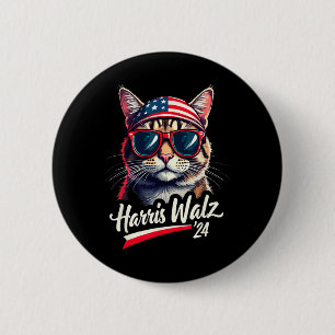 Bóton Redondo 5.08cm Kamala Harris Tim Wheimer Cute Cat Presidente Engr