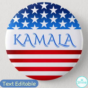 Bóton Redondo 5.08cm Kamala Harris USA Flag Democratas Personalizados T