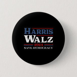 Bóton Redondo 5.08cm Kamala Harris Waltz 2024 Eleições Salvar Democraci