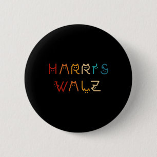 Bóton Redondo 5.08cm Kamala Harris Walz Walz Waltz 2024 Cat Lettering P