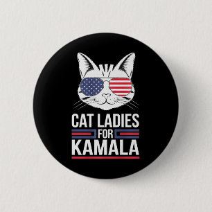 Bóton Redondo 5.08cm Kamala Para Presidente - Cat Lady Uni Premium