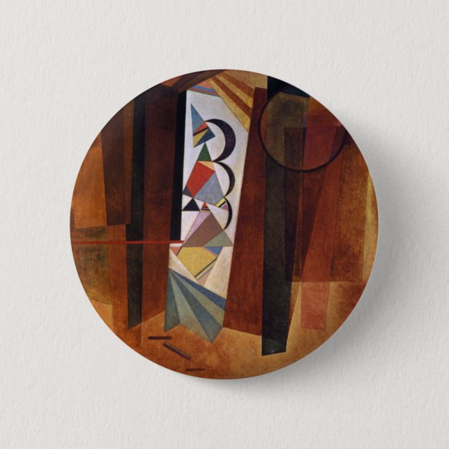 Bóton Redondo 5.08cm Kandinsky Development in Brown Abstrato Painting (Frente)