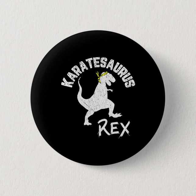 Bóton Redondo 5.08cm Karate Karatesaurus Rex Dinossaur Engraçado Arte M (Frente)