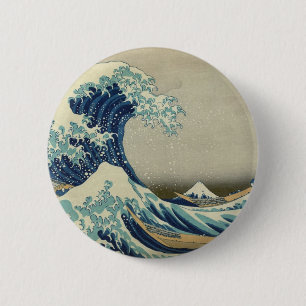 Bóton Redondo 5.08cm Katsushika Hokusai: A Grande Onda de Kanagawa