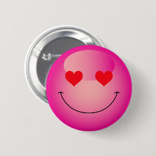 Bóton Redondo 5.08cm Kawaii Ama Olhos Rosa Emoji