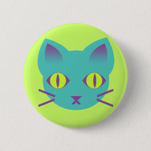 Bóton Redondo 5.08cm Kawaii Anime Kitty Gato Azul Verde Roxo