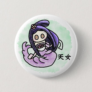 Bóton Redondo 5.08cm Kawaii Anjo Japonês Tradicional Tennyo e Kanji