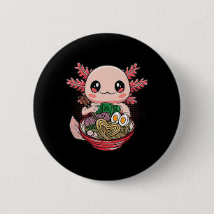 Bóton Redondo 5.08cm Kawaii Axolotl Comendo Ramen Nodles Anime Gift Gir