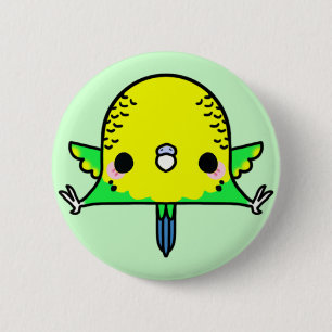 Bóton Redondo 5.08cm Kawaii Budgie (você muda o fundo!)