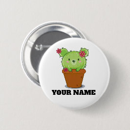 Bóton Redondo 5.08cm Kawaii Cactus Bear in Flower Pot Button Badge