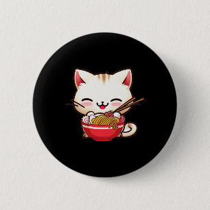 Bóton Redondo 5.08cm Kawaii Cat Ramen Adora Comida Japonesa Engraçada A