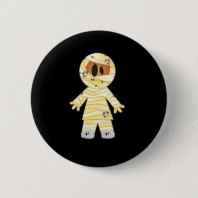 Bóton Redondo 5.08cm Kawaii Cute Mummy Halloween (Frente)
