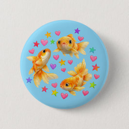 Bóton Redondo 5.08cm kawaii cute y2k rainbow goldfish button