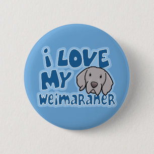 Bóton Redondo 5.08cm Kawaii eu amo meu Weimaraner