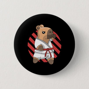 Bóton Redondo 5.08cm Kawaii Funny Capyra Capy Karate Artes Marciais Kei
