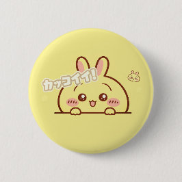 Bóton Redondo 5.08cm Kawaii Yellow Bunny Pin - Cute Aesthetic Round But