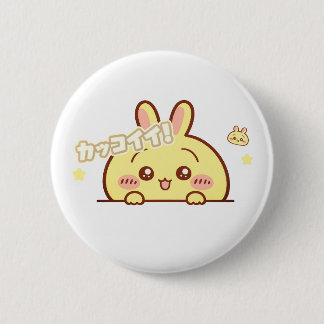 Bóton Redondo 5.08cm Kawaii Yellow Bunny Pin - Cute Aesthetic Round But