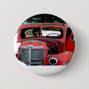 Bóton Redondo 5.08cm Keeshond Christmas Old Truck Painting Art