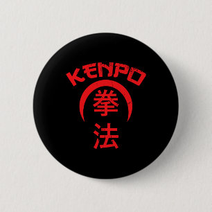 Bóton Redondo 5.08cm Kenpo Karate Design Japonês - Letra Arte Marcial