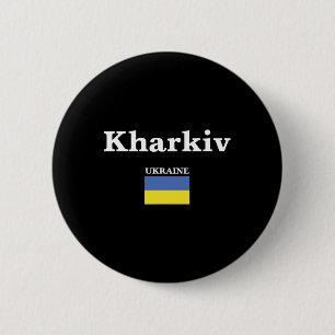 Bóton Redondo 5.08cm Kharkiv Ucrânia E A Bandeira Ucraniana Da Ucrânia 