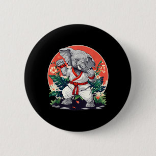 Bóton Redondo 5.08cm Kickboxing Elefante Taekwondo Caratê MMA Engraçado