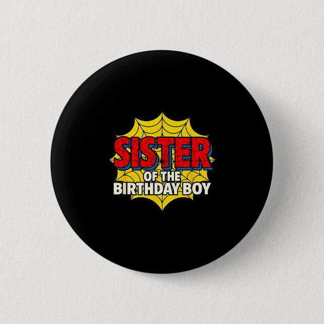 Bóton Redondo 5.08cm Kids Sister Of The Birthday Boy Sder Theme Party M (Frente)