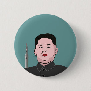 Bóton Redondo 5.08cm Kim Jong-un e míssil nuclear