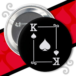 Bóton Redondo 5.08cm King Spades Card Costume Tocando Cartões Rei Espad