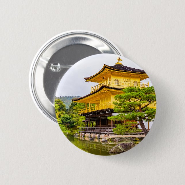 Bóton Redondo 5.08cm Kinkaku-ji, pavilhão de ouros, Quioto (Frente & Verso)