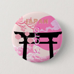 Bóton Redondo 5.08cm Kioto, Japão, Pink Viagem Art