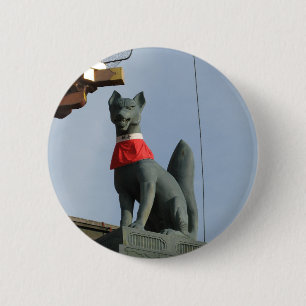 Bóton Redondo 5.08cm Kitsune キ ツ ネ (Fox) com Joia na Boca