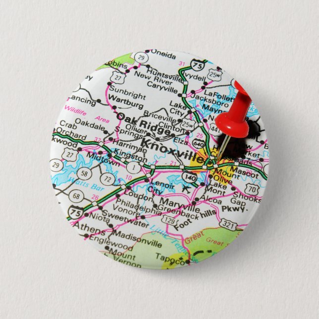 Bóton Redondo 5.08cm Knoxville, Tennessee (Frente)