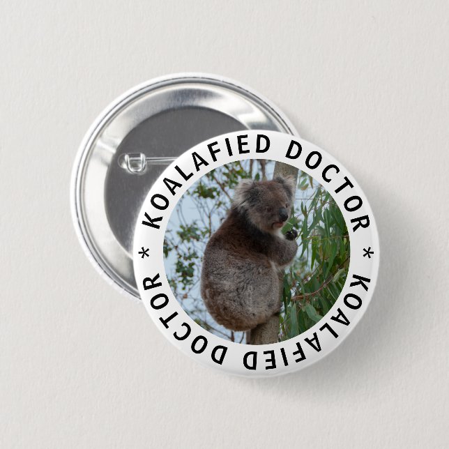 Bóton Redondo 5.08cm Koala Koalafied Qualified Doctor Cute Funny Button (Frente & Verso)