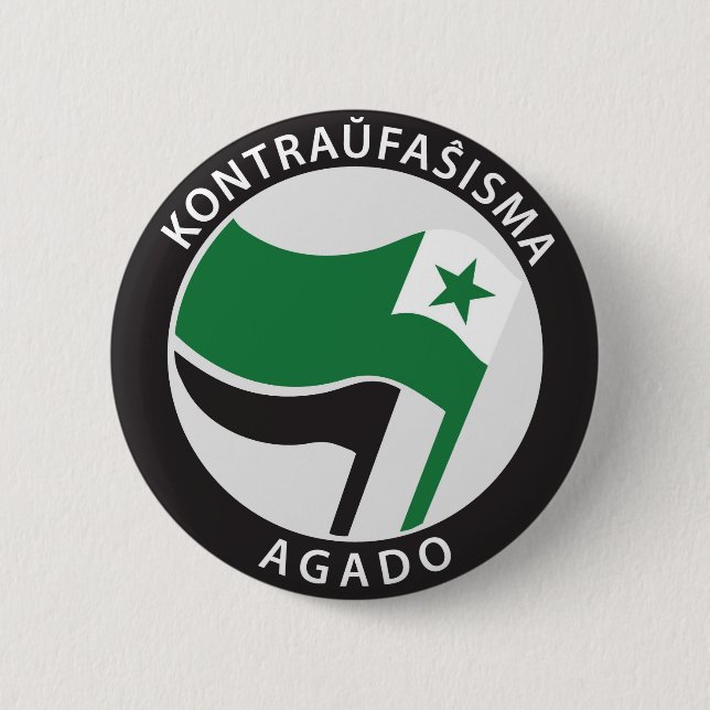Bóton Redondo 5.08cm Kontraŭfaŝisma-agado Esperanto (Frente)