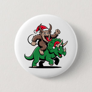 Bóton Redondo 5.08cm Krampus Montado Em Um Dinossauro Natal Malvado Do